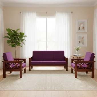 Wooden Sofa Set (3x3) 5 Seater Sofa - Alcacia Wood