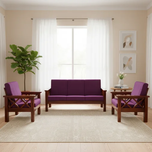Wooden Sofa Set (3x3) 5 Seater Sofa - Alcacia Wood