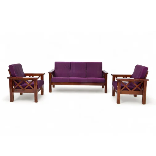 Wooden Sofa Set (3x3) 5 Seater Sofa - Alcacia Wood