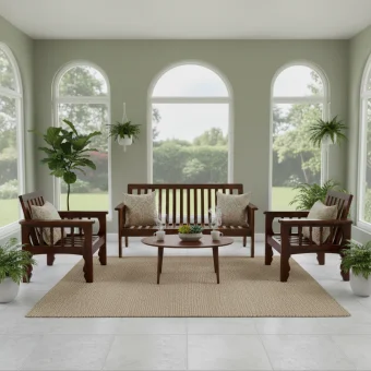 Wooden Sofa Set (Mset) 5 Seater Sofa - Alcacia Wood
