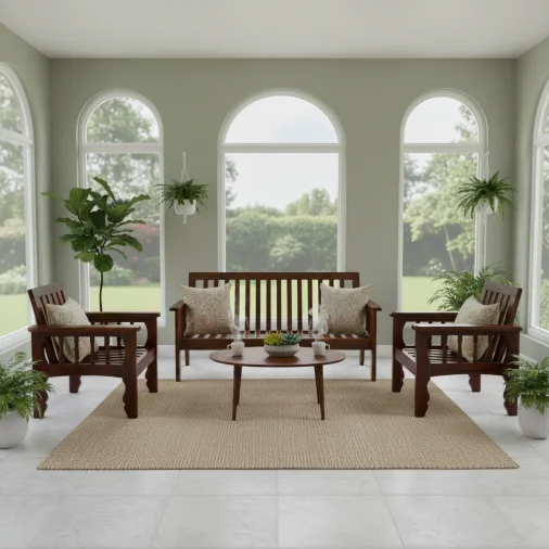 Wooden Sofa Set (Mset) 5 Seater Sofa - Alcacia Wood