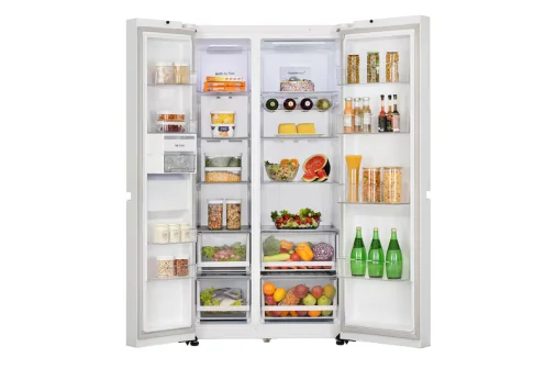 LG B257 DLW3 3-Star (BEE) Side-By-Side, Frost-Free Refrigerator - 650 Litres, Linen White (Premium Glass Door)