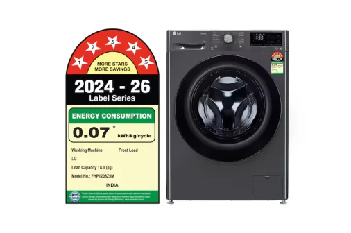LG FLT FHP 1208 Z5M 8 kg Fully Automatic Front Load Washing Machine - 5-Star, Middle Black