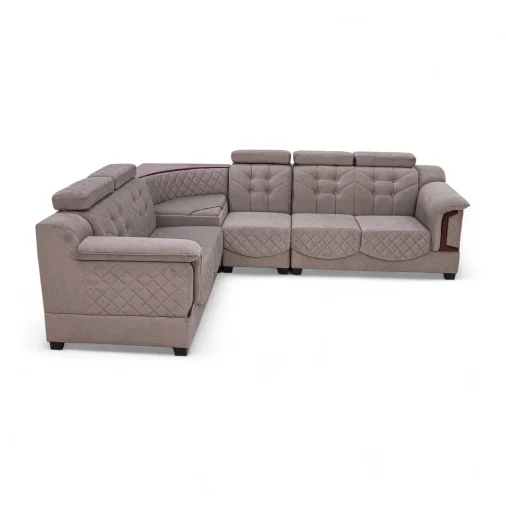 Camel Corner Sofa W.S 2+2+1+c 5 Seater L Shape Sofa - Upholester Pine Wood, Beige