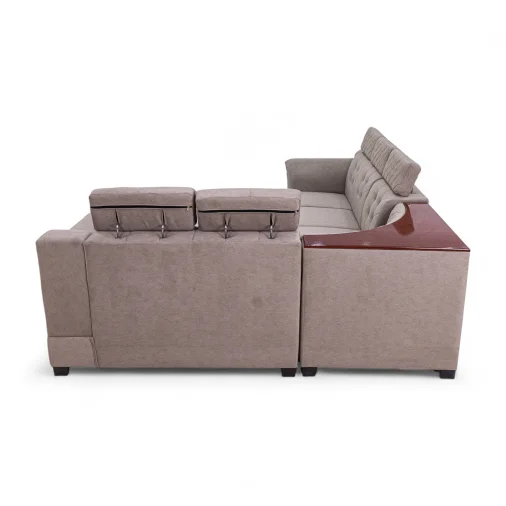 Camel Corner Sofa W.S 2+2+1+c 5 Seater L Shape Sofa - Upholester Pine Wood, Beige