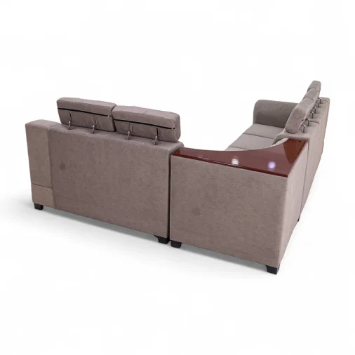 Camel Corner Sofa W.S 2+2+1+c 5 Seater L Shape Sofa - Upholester Pine Wood, Beige