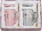 NYRWANA Coffee Mug, Couple Present, Wedding Present for Couples, Marriage Presents for Wedding, Valentine Gift, Mr & Mrs Set of 2 Coffee Mugs, Lids, Golden Spoon & Beautiful Gift Box (380ml-Ceramic)