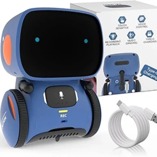 98K Robot Toys for Girls and Boys Rechargeable, Voice and Touch Sensor Robots Interactive Talking Smart Partner and Teacher with Singing, Dancing, Repeating, Toy Gifts for Kids Age 3 and Up