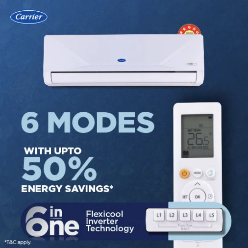 Carrier 19K XCEED EDGE GXI 1.5TON 5* INV 1.5 Ton 5 Star Split Air Conditioner AC