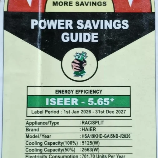 Haier a/c hsa19khd-gai5nb 1.6ton 5*