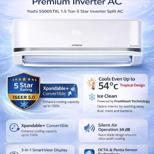 Hitachi a/c ras.v518pcdist 1.5ton 5*inv