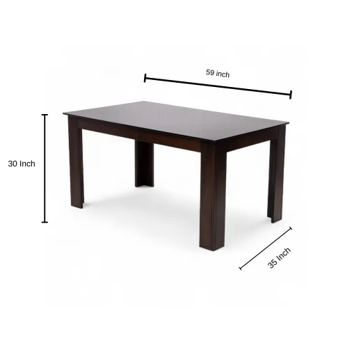 Dining Table Only 7268 Rectangular Dining Table Set - Solid Wood, Black Tempered Glass, Antique Brown