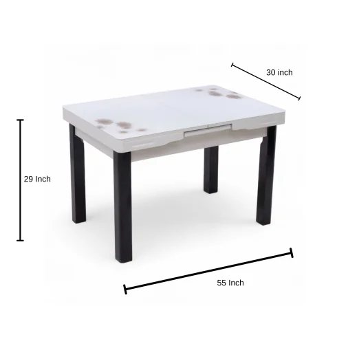 Dining Table 6889 Rectangular Dining Table Set - Rubberwood, Cream and Black Colour