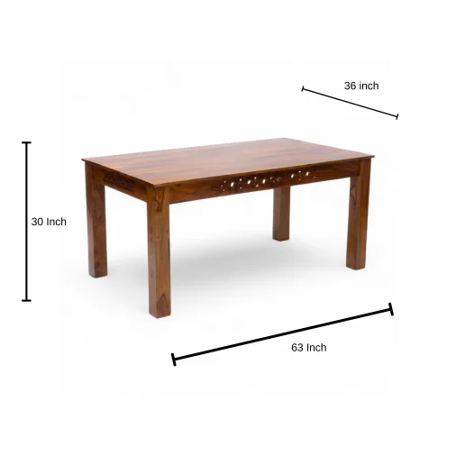 Jazz Table Rectangular Dining Table Set - Sheesham Wood, Teak Color (Model 202569)