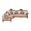 Lotus Corner Set (3+longie) 5-Seater L Shape Sofa - Upholstered with Pine Wood, Teak Wood, Beige