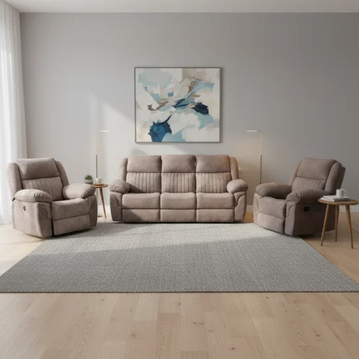 American Recliner (M) 1-Seater Rectangular Sofa - Upholester Pine Wood, Grey